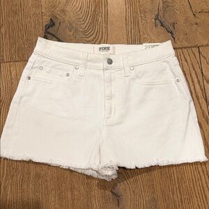PINK Victoria's Secret white cut off  Jean Shorts 8